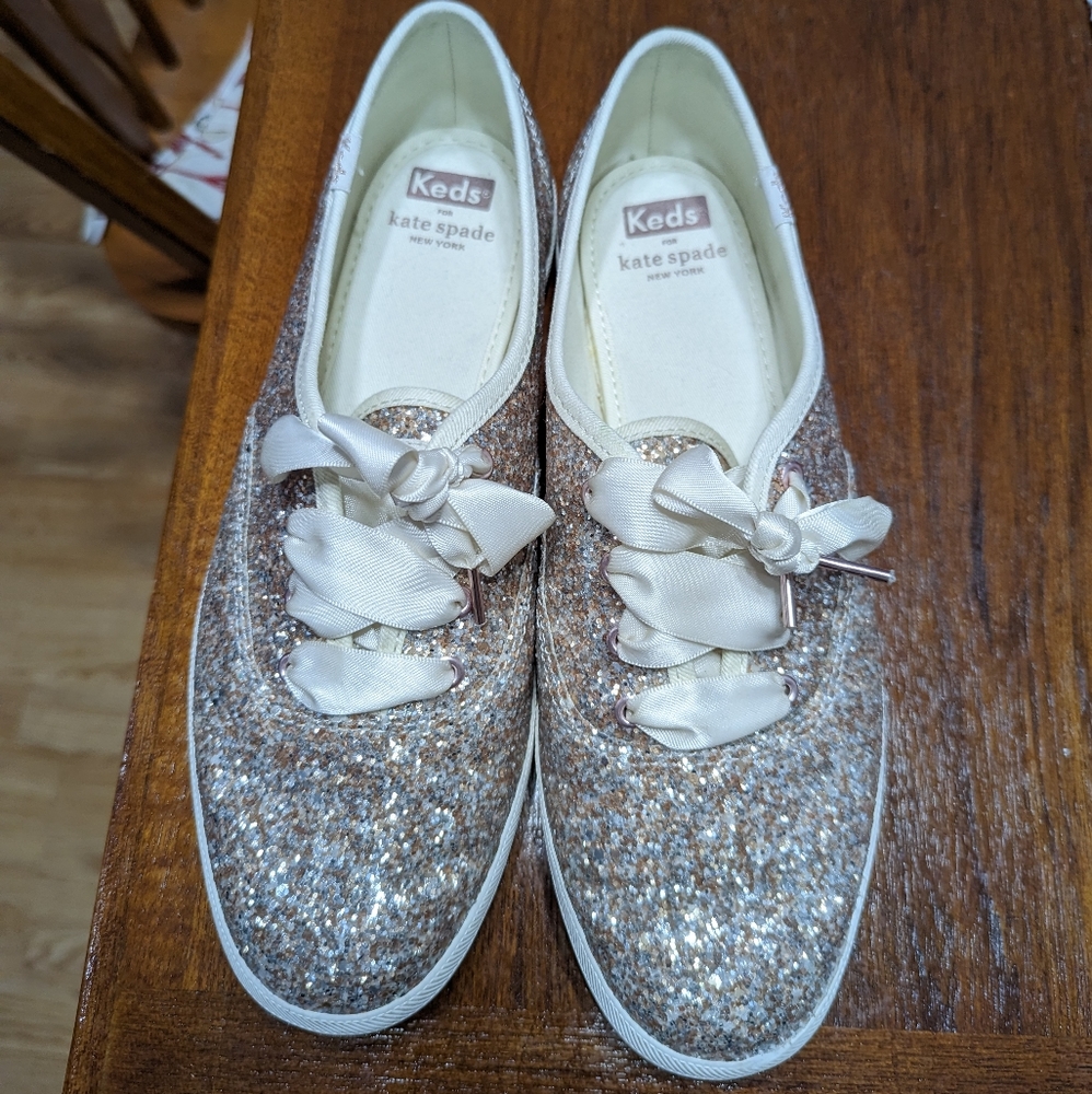 Keds x Kate Spade Rose Gold Glitter sneakers